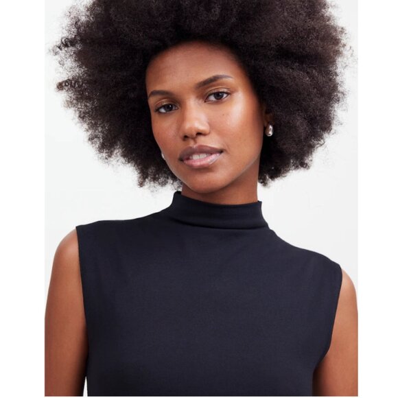 Madewell Funnel Neck TEE Black XXS Cropped Muscle Tee Tank Stretch NWT - Picture 1 of 12